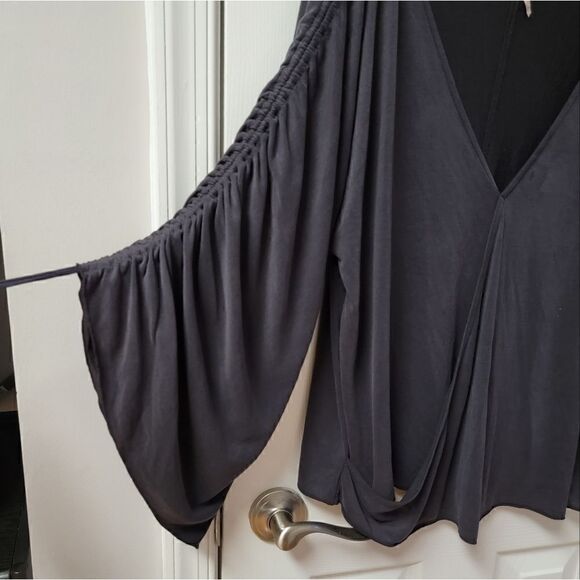 Free People Ruched Black Top S - Picture 5 of 8
